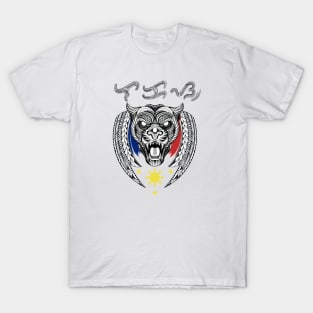 Tribal line Art Tiger / Baybayin word Lakas (Strength) T-Shirt